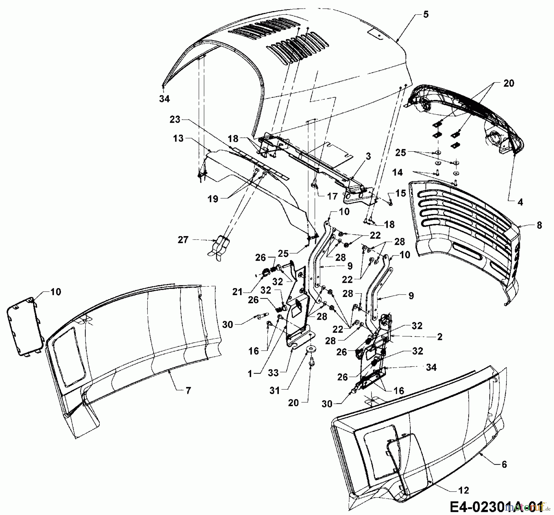  Cub Cadet Rasentraktoren CC 1527 13A-241G603  (2003) Motorhaube C-Style