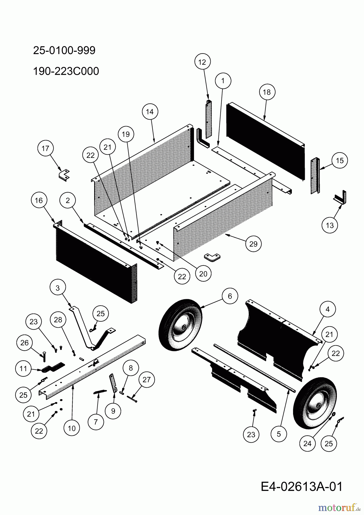  MTD Zubehör Zubehör Garten- und Rasentraktoren Anhänger 25-0100-999  (190-223C000) 190-223C000  (2010) Grundgerät