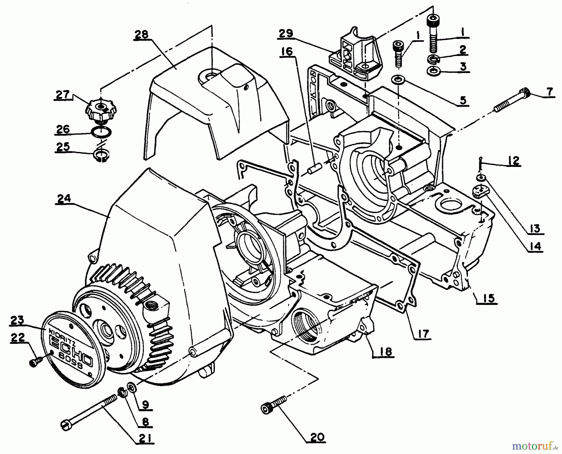 Echo Sägen, Kettensägen CS-60S - Echo Chainsaw, S/N: 0059501 - 999999 Crankcase, Cover