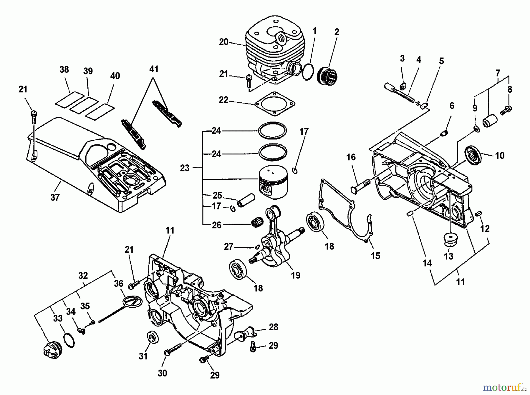  Echo Sägen, Kettensägen CS-6700 - Echo Chainsaw (Type 1E) Crankcase, Cylinder, Engine, Piston