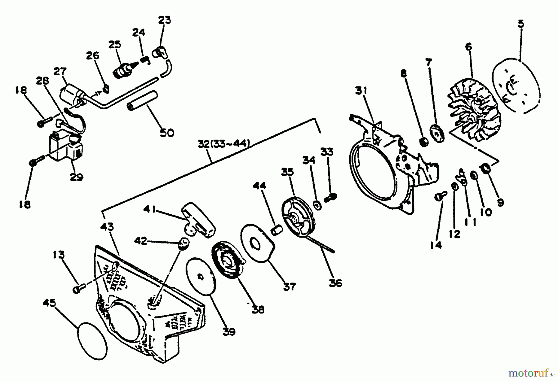  Echo Sägen, Kettensägen CS-6700 - Echo Chainsaw, S/N: 001001 - 023377 Ignition, Starter