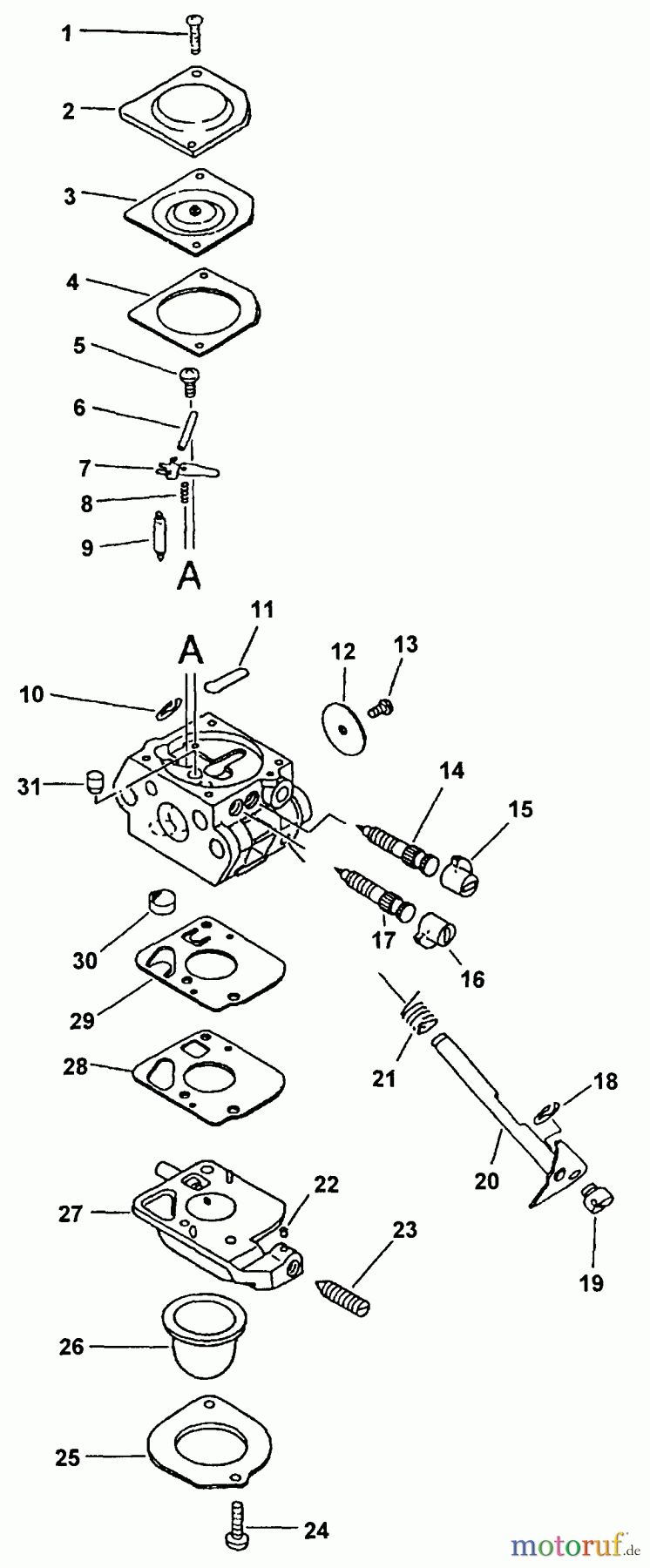  Echo Hochentaster PPF-2110 - Echo Pole Saw / Pruner, S/N: 001001 - 506099 (Type 1E) Carburetor