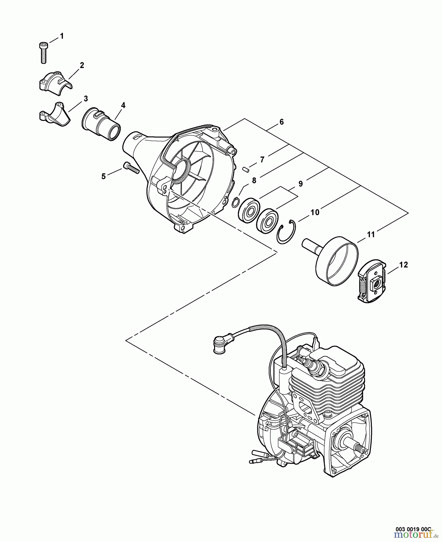  Echo Hochentaster PPT-235ES - Echo Pole Saw / Pruner (Type 1E), S/N: S07037001001 - S07037999999 Fan Case, Clutch