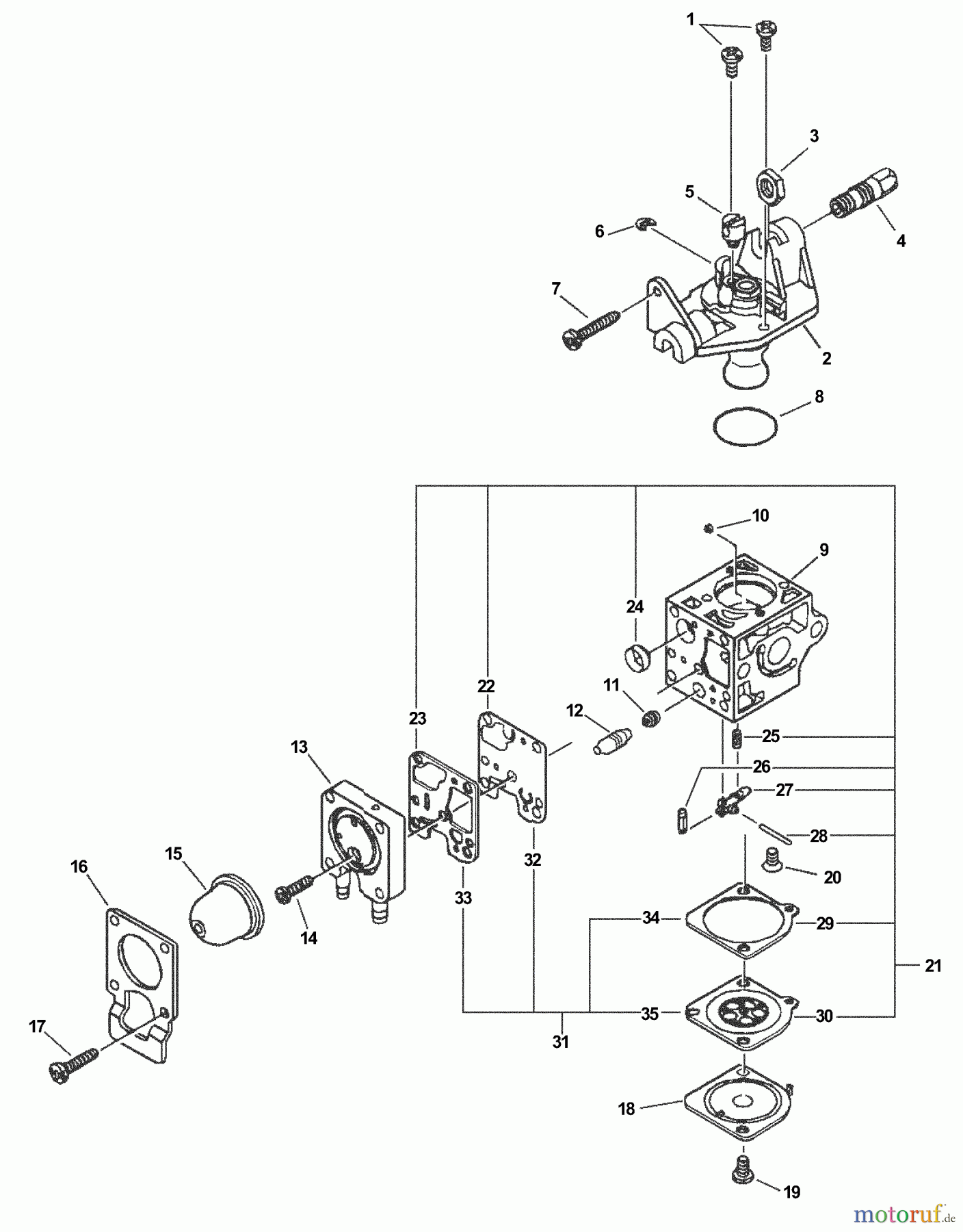  Echo Bläser / Sauger / Häcksler / Mulchgeräte	 PB-231LN - Echo Hand Held Blower, S/N: 02001001 - 02999999 Carburetor -- RB-K60A