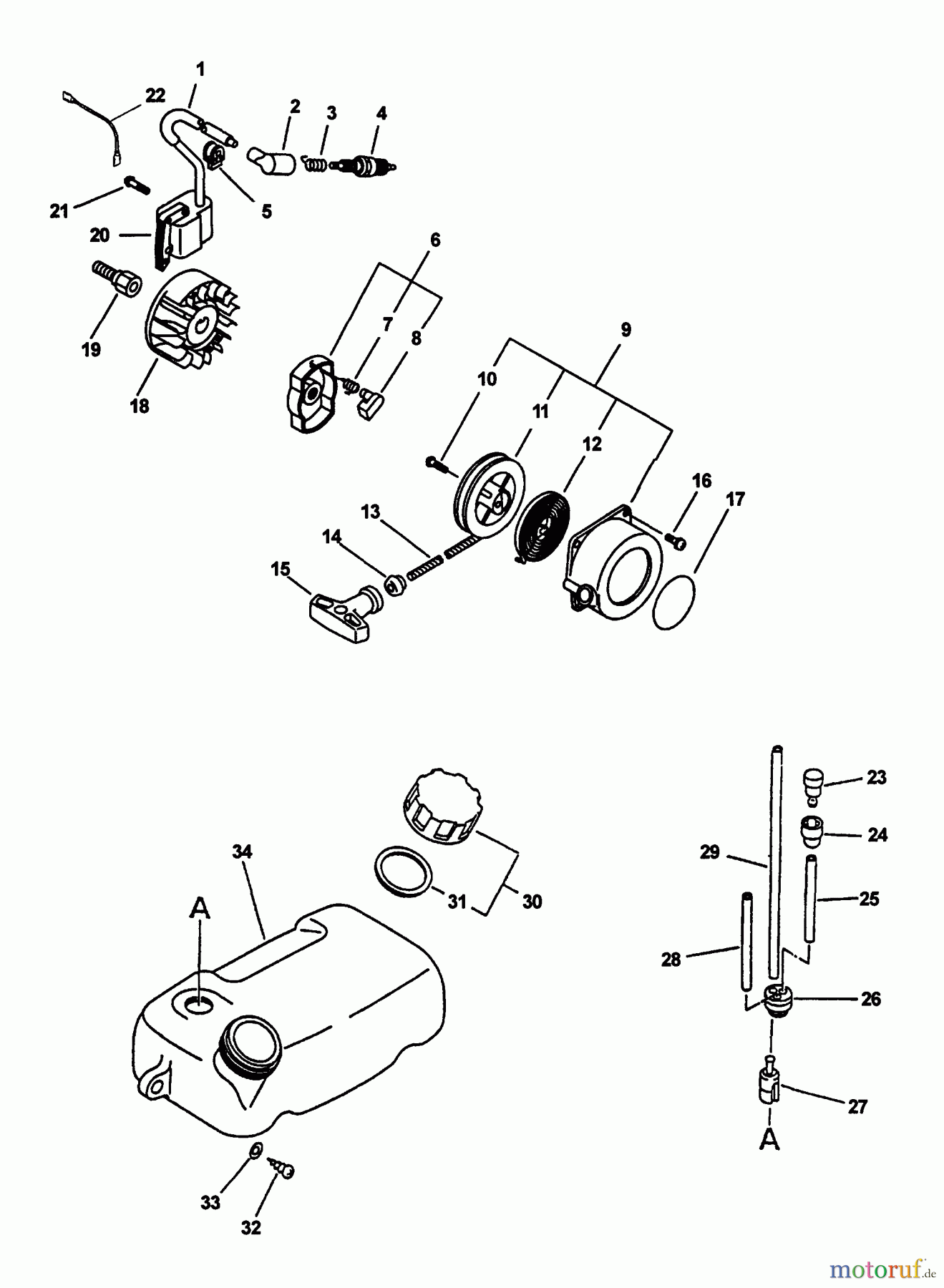  Echo Bläser / Sauger / Häcksler / Mulchgeräte	 PB-24LN - Echo Hand Held Blower (Type 1E) Ignition, Starter, Fuel System