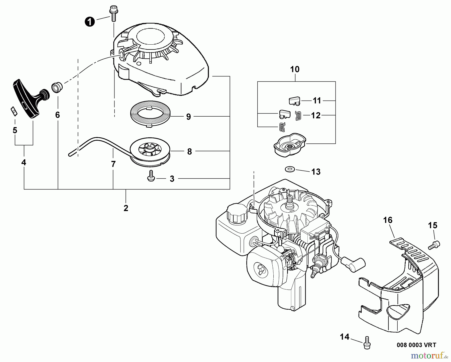 Echo Motorhacken / Kultivierer TC-210 - Echo Tiller/Cultivator, S/N: E13912001001 - E13912999999 Engine Cover, Starter