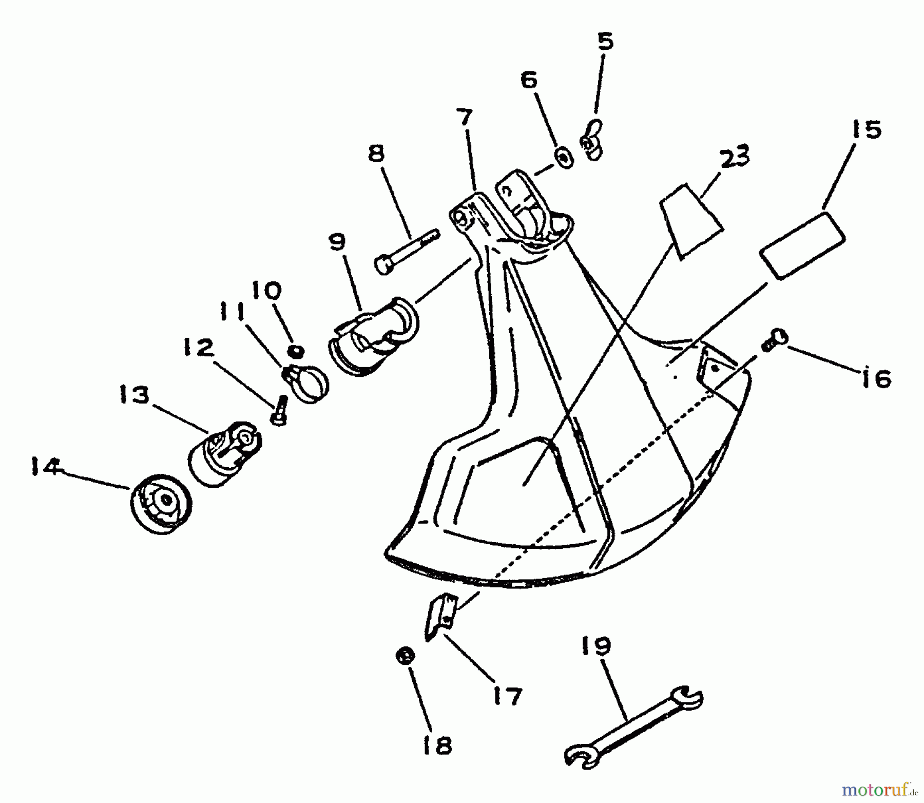  Echo Trimmer, Faden / Bürste GT-1100 - Echo String Trimmer, S/N:077001 - 098000 Gear Case, Shield, Tool