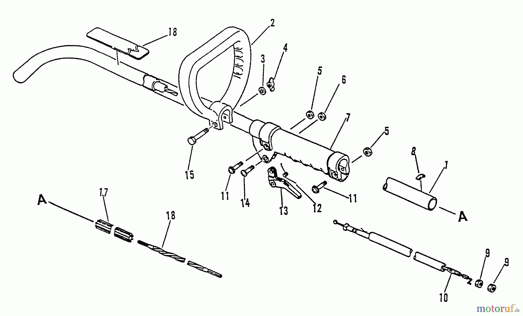  Echo Trimmer, Faden / Bürste GT-1100 - Echo String Trimmer, S/N:098001 - 126000 Driveshaft, Handles, Throttle