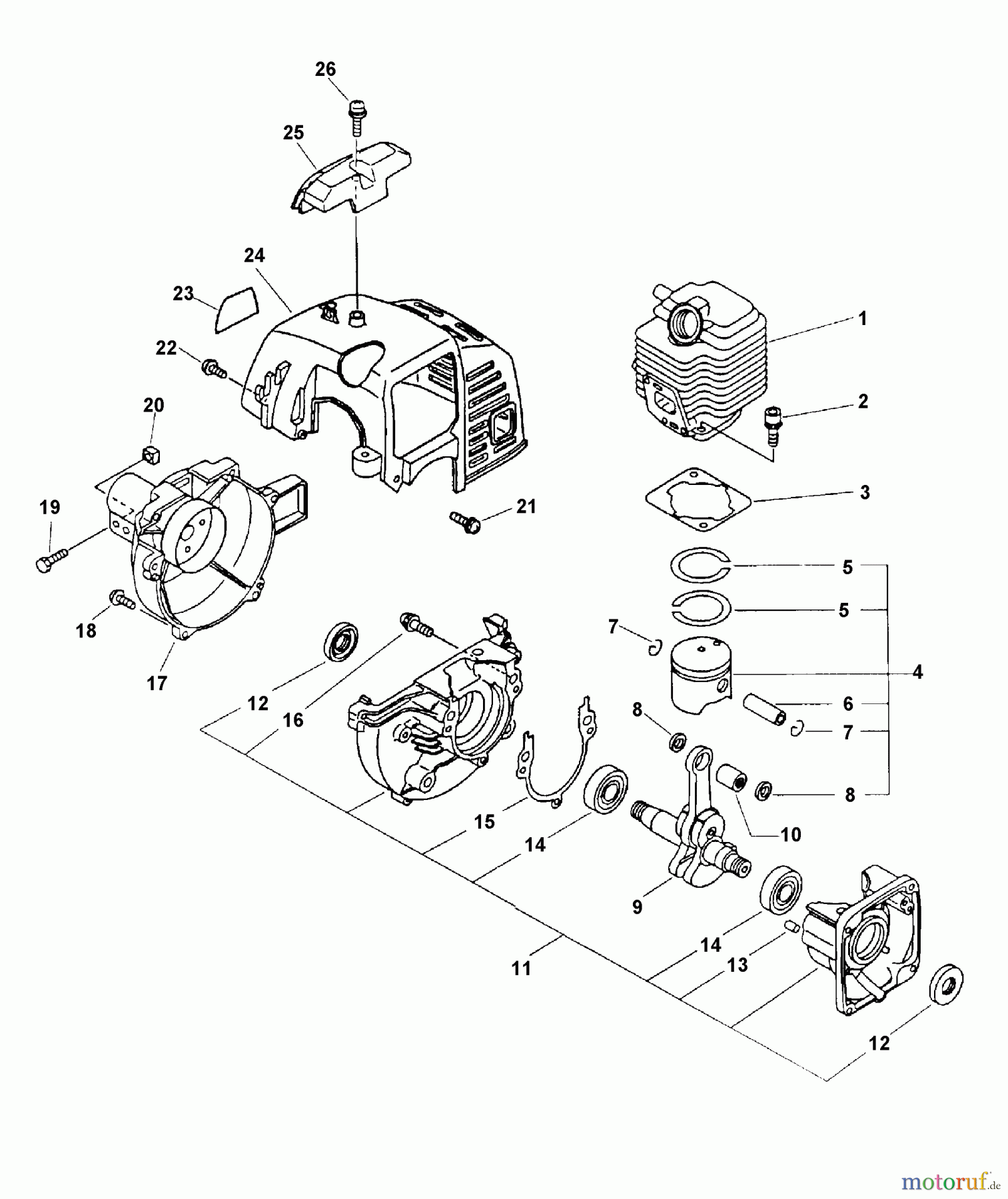 Echo Trimmer, Faden / Bürste PAS-2000 - Echo Power Unit, S/N: 001001 & Up (Type 1E) Engine, Fan Housing, Cover