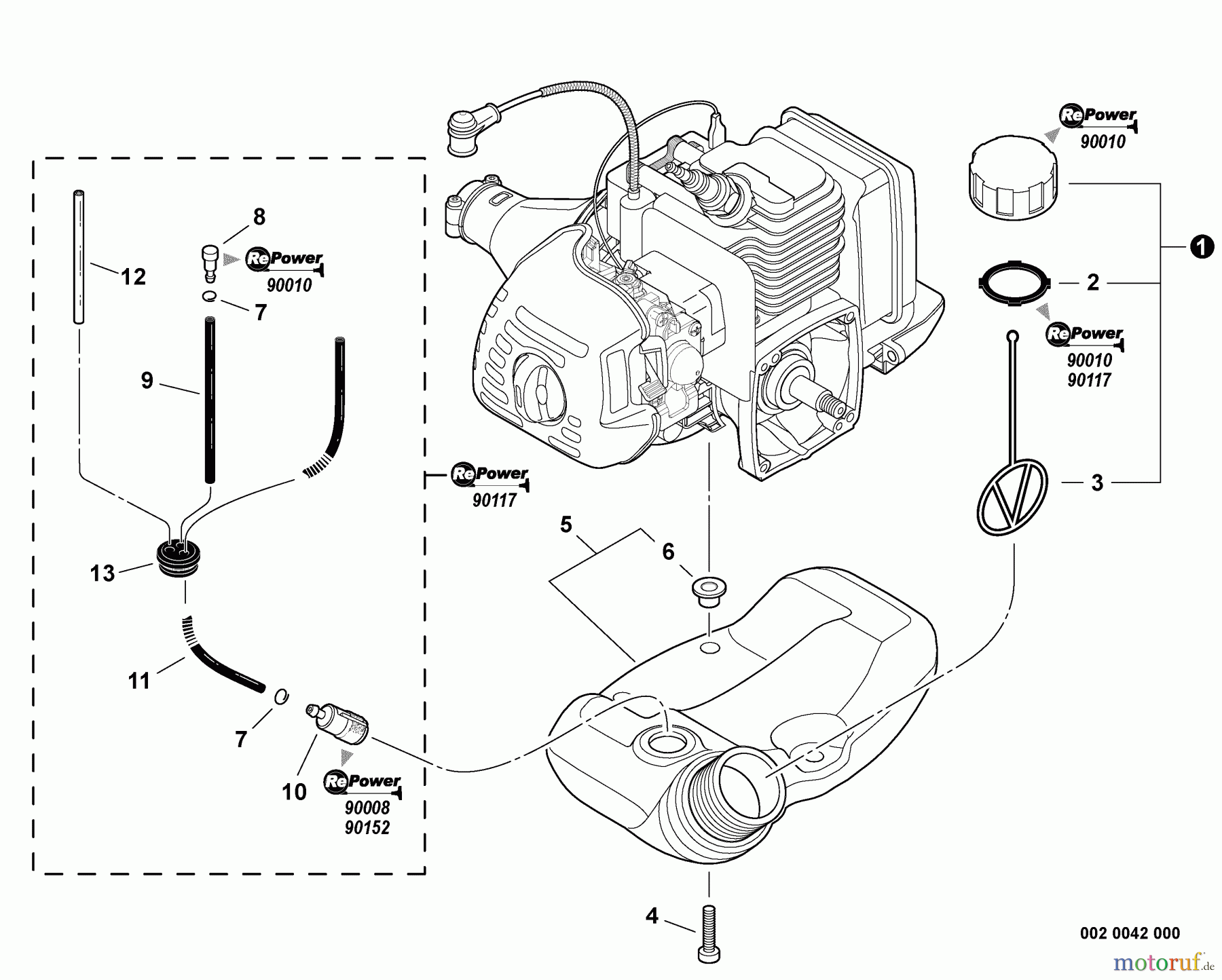  Echo Trimmer, Faden / Bürste PAS-225 - Echo Power Unit,  Fuel System