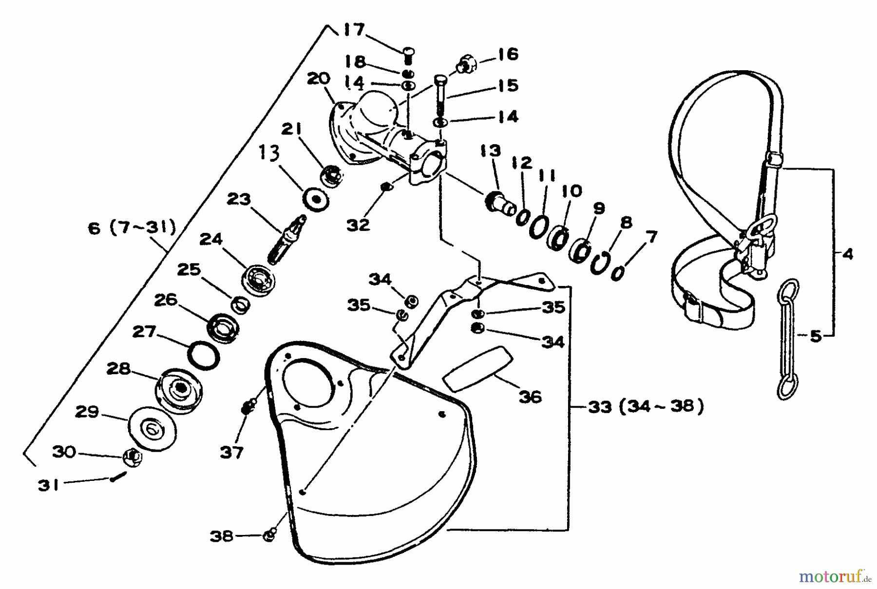  Echo Trimmer, Faden / Bürste SRM-2300 - Echo String Trimmer Gear Case, Shield, Metal, Harness