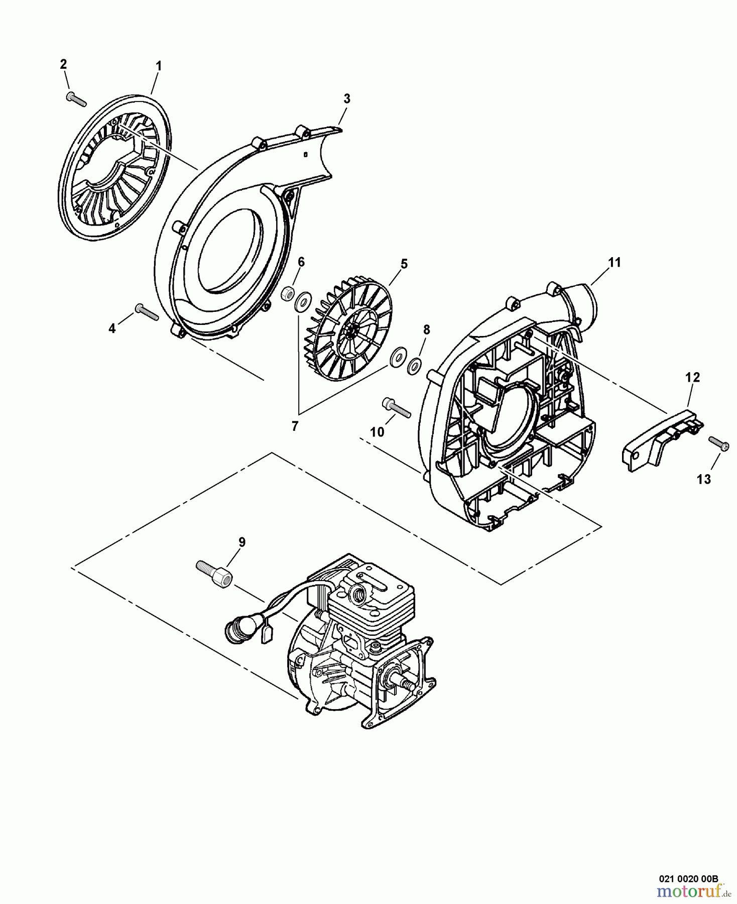  Echo Bläser / Sauger / Häcksler / Mulchgeräte	 PB-261L - Echo Back Pack Blower, S/N: 02001001 - 02999999 Fan Case