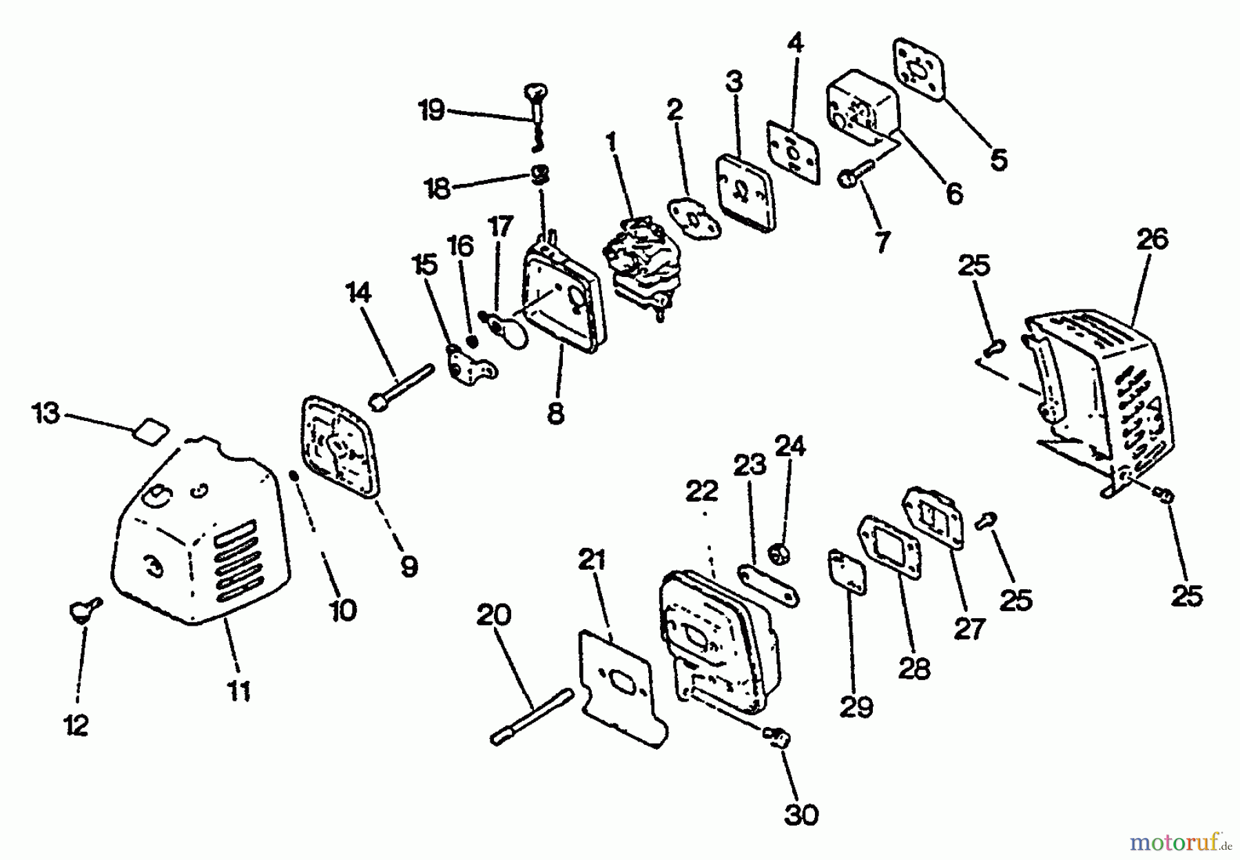 Echo Trimmer, Faden / Bürste SRM-2501 - Echo String Trimmer, S/N:0025001 - 0043000 Intake, Exhaust, Air Cleaner
