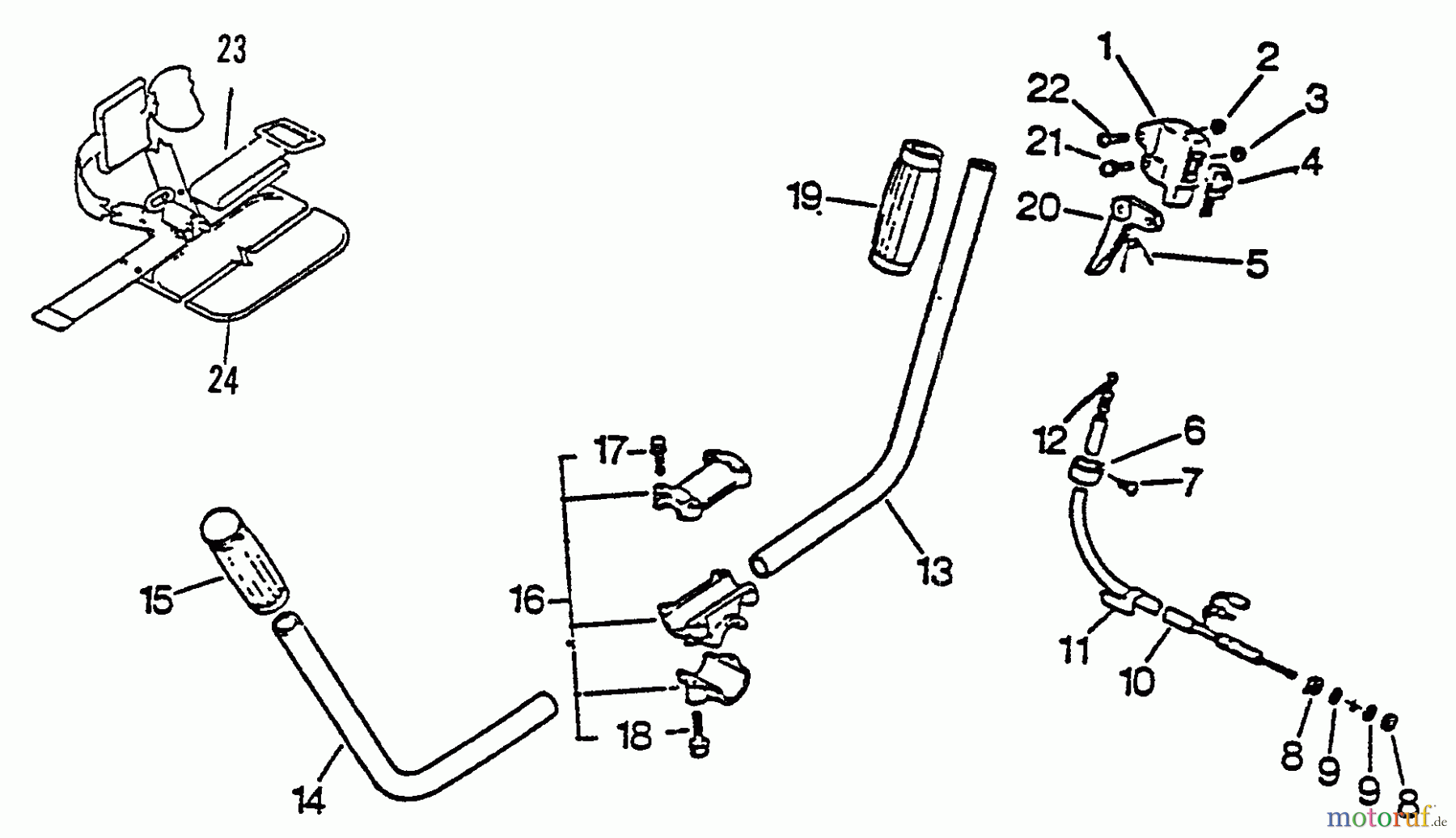  Echo Trimmer, Faden / Bürste SRM-2501 - Echo String Trimmer, S/N:0043001 - 0061968 Handles, Throttle, Stop Switch, Harness