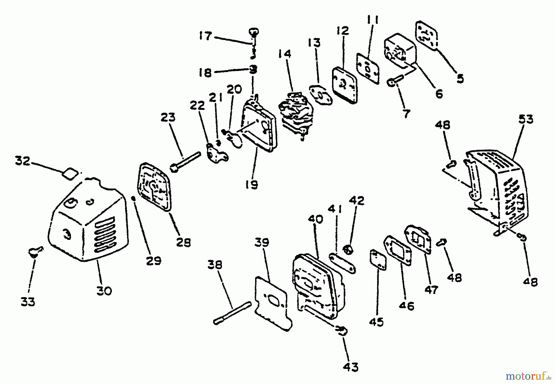 Echo Trimmer, Faden / Bürste SRM-2502 - Echo String Trimmer, S/N:0010201 - 0025000 Intake, Exhaust, Air Cleaner