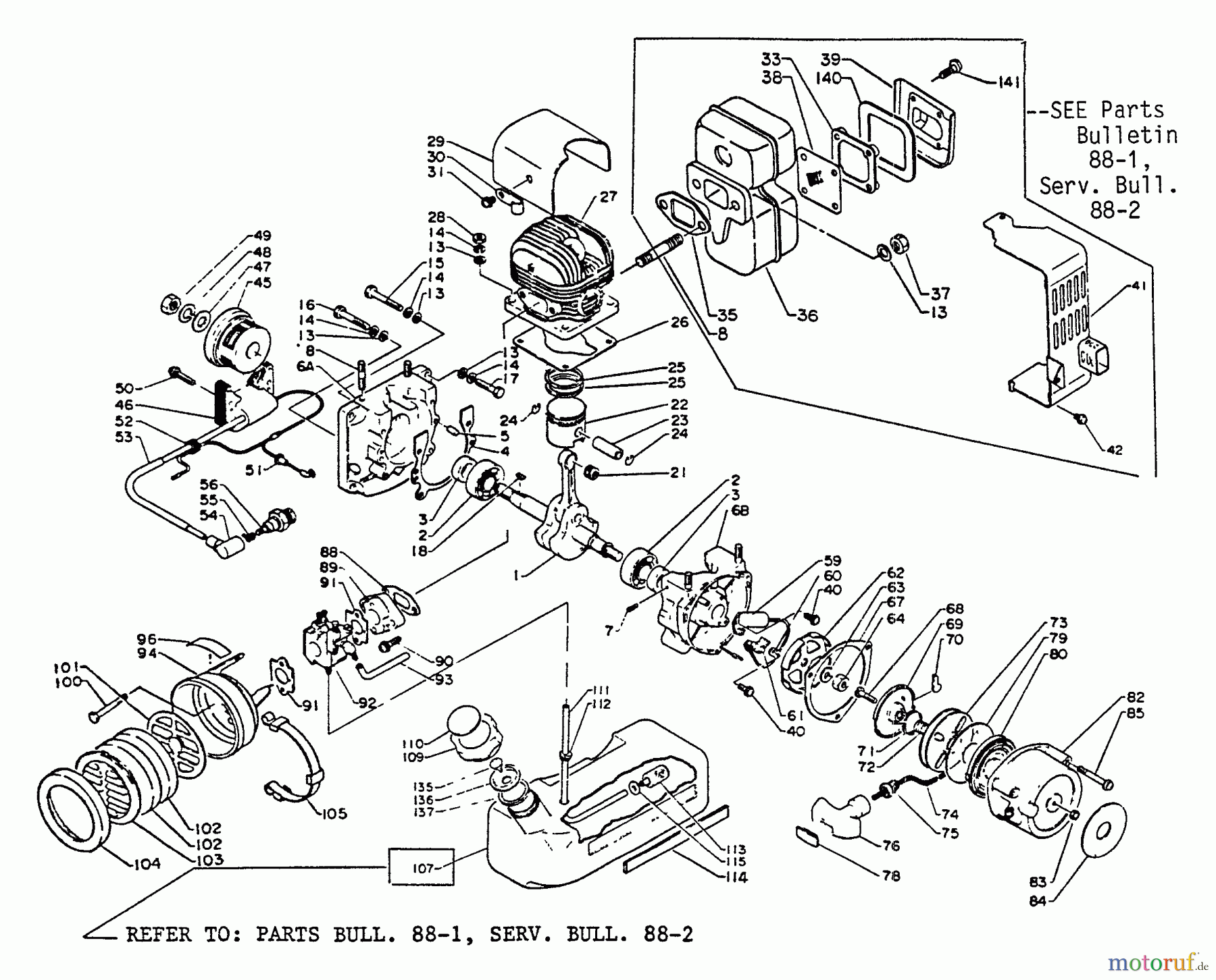 Echo Bläser / Sauger / Häcksler / Mulchgeräte	 PB-400 - Echo Back Pack Blower, S/N 054523 - 999999 Engine,Intake,Exhaust,Crankcase,AirCleaner,Strtr,Ignition,Exh,Fuel Sys