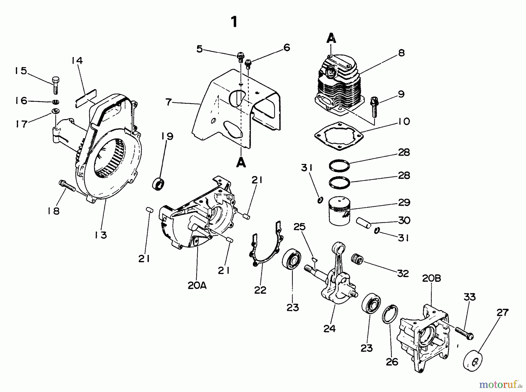  Echo Trimmer, Faden / Bürste SRM-300AE1 - Echo String Trimmer Engine, Crankcase, Fan Housing, Cover