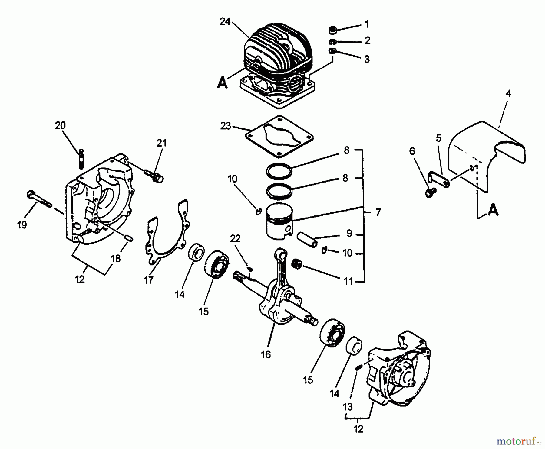  Echo Bläser / Sauger / Häcksler / Mulchgeräte	 PB-400E - Echo Back Pack Blower, Type 1E S/N 001001 & Up Engine, Crankcase (06/96)