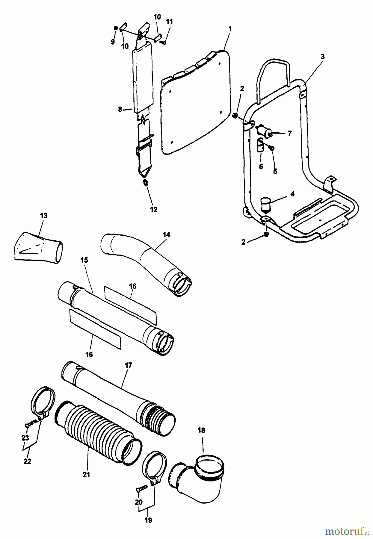  Echo Bläser / Sauger / Häcksler / Mulchgeräte	 PB-400E - Echo Back Pack Blower, Type 1E S/N 001001 & Up Frame, Back Pack, Pipes