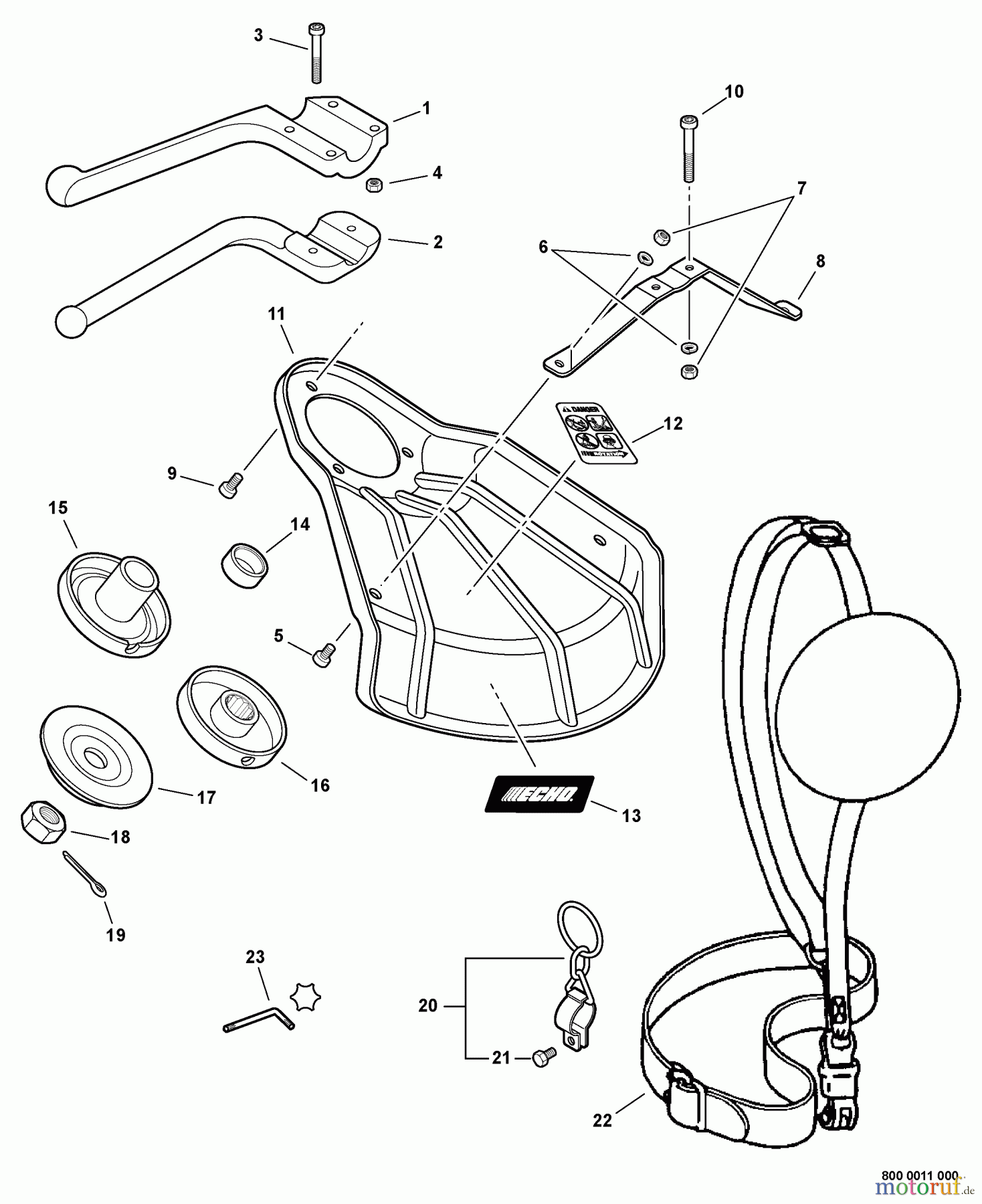  Echo Trimmer Zubehör 99944200418 - Echo Blade Conversion Kit Barrier Bar, Metal Shield, Shoulder Strap