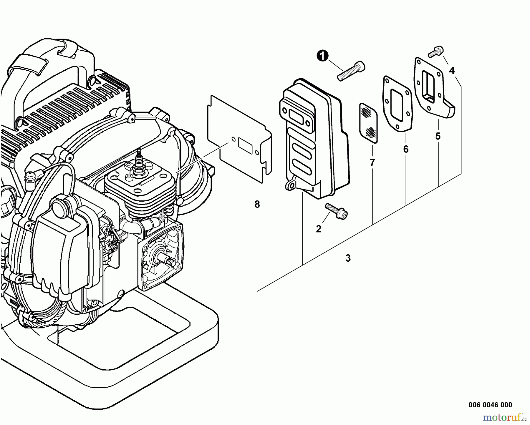 Echo Bläser / Sauger / Häcksler / Mulchgeräte	 PB-500T - Echo Back Pack Blower, S/N: P02212001001 - P02212999999 Exhaust
