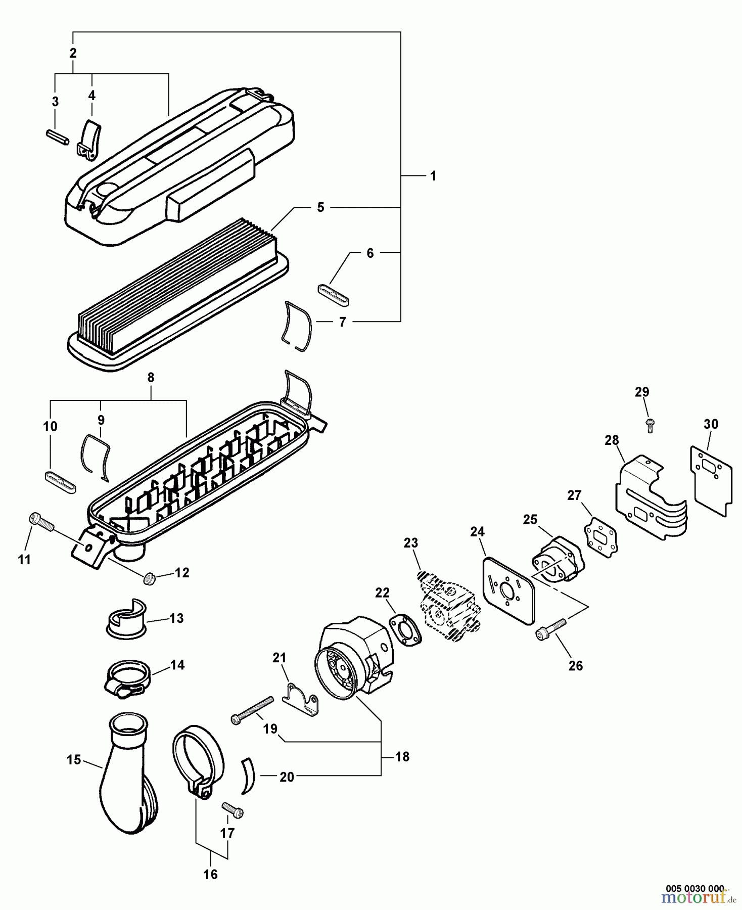  Echo Bläser / Sauger / Häcksler / Mulchgeräte	 PB-610 - Echo Back Pack Blower, S/N: 02001001 - 02999999 Intake, Cylinder Cover  S/N: 02002445 - 02999999