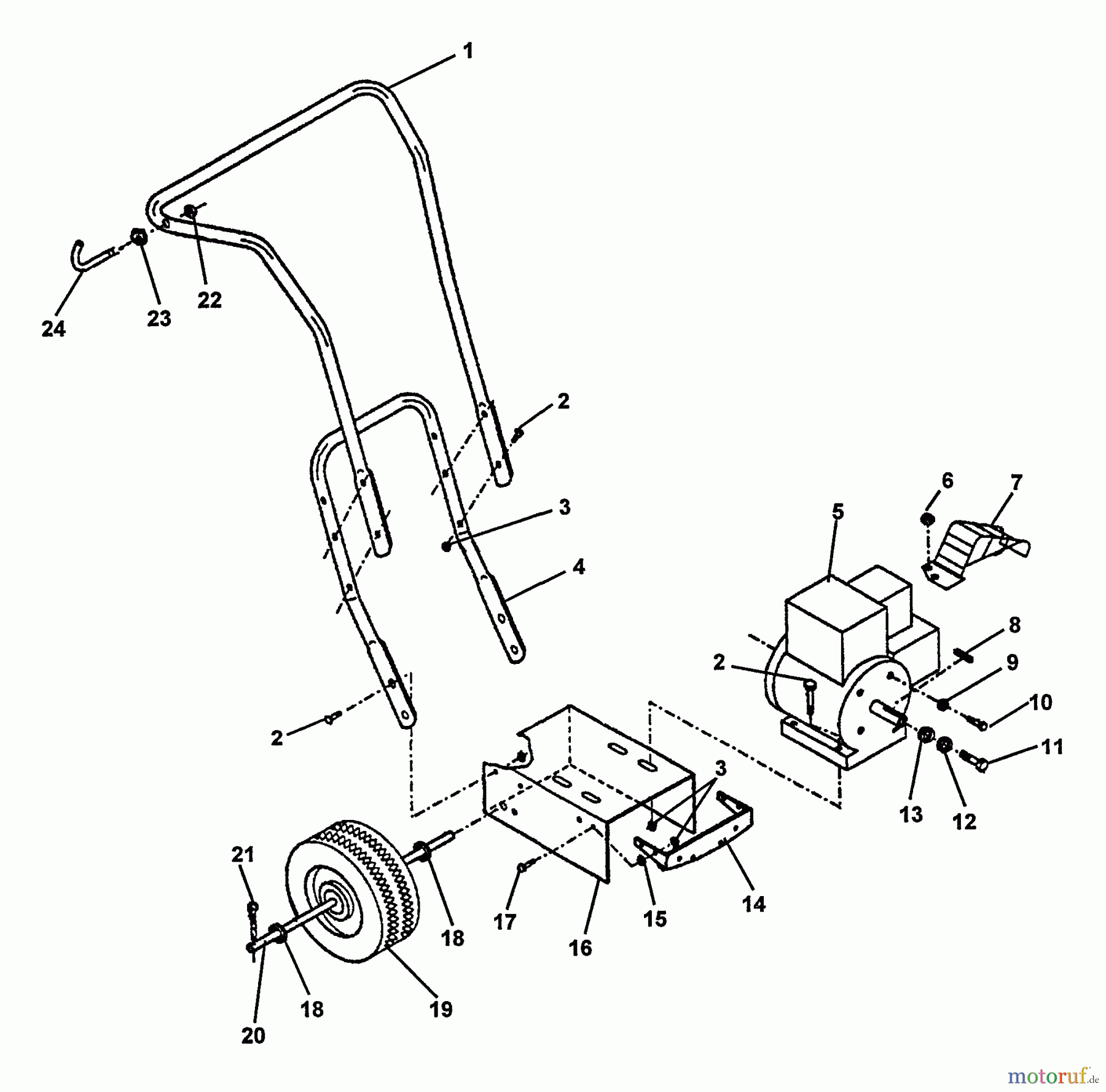  Echo Bläser / Sauger / Häcksler / Mulchgeräte	 CSV-5 - Echo Chipper/Shredder/Vacuum Handlebar, Rear Axle, Engine Frame (Push Model Only)