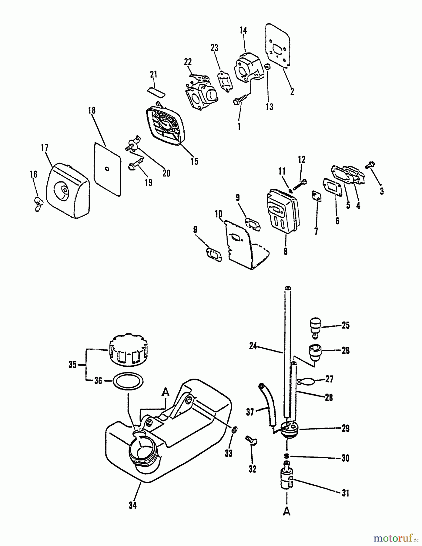  Echo Bläser / Sauger / Häcksler / Mulchgeräte	 ES-2000 - Echo Shredder/Vacuum, S/N: 001001 - 007941 Intake, Exhaust, Air Cleaner, Fuel System
