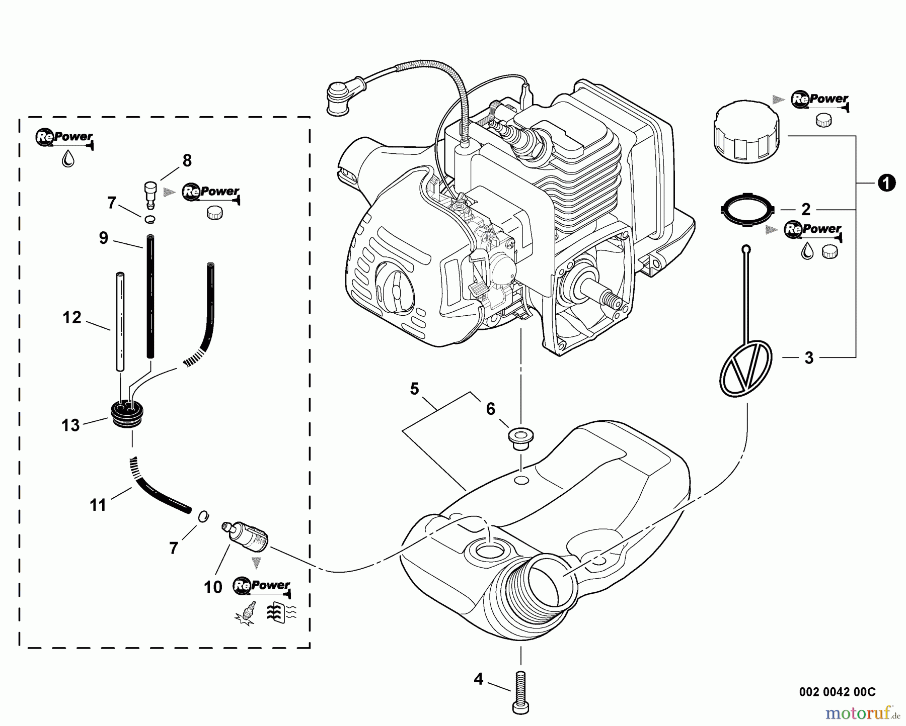  Echo Trimmer, Faden / Bürste GT-225 - Echo String Trimmer, S/N: S53912001001 - S53912999999 Fuel System  S/N: S53912001001 - S53912276000