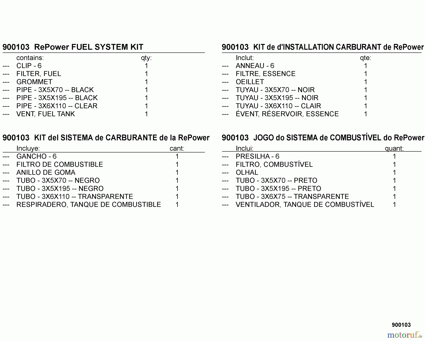  Echo Heckenscheren HC-150 - Echo Hedge Trimmer, S/N: S76112001001 - S76112999999 900103 RePower FUEL SYSTEM KIT