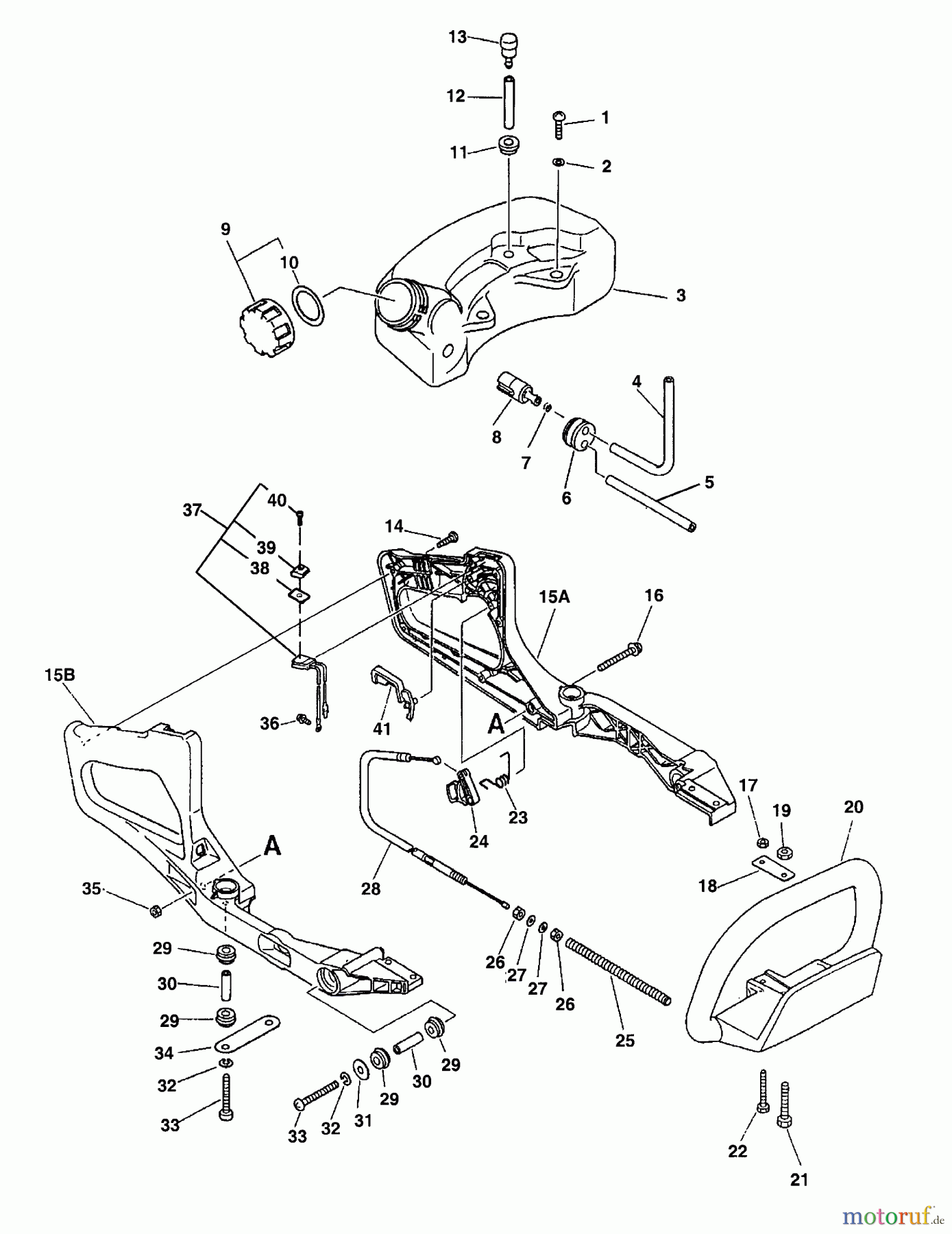  Echo Heckenscheren HC-1600 - Echo Hedge Trimmer (Type 1) Fuel System, Handles, Throttle