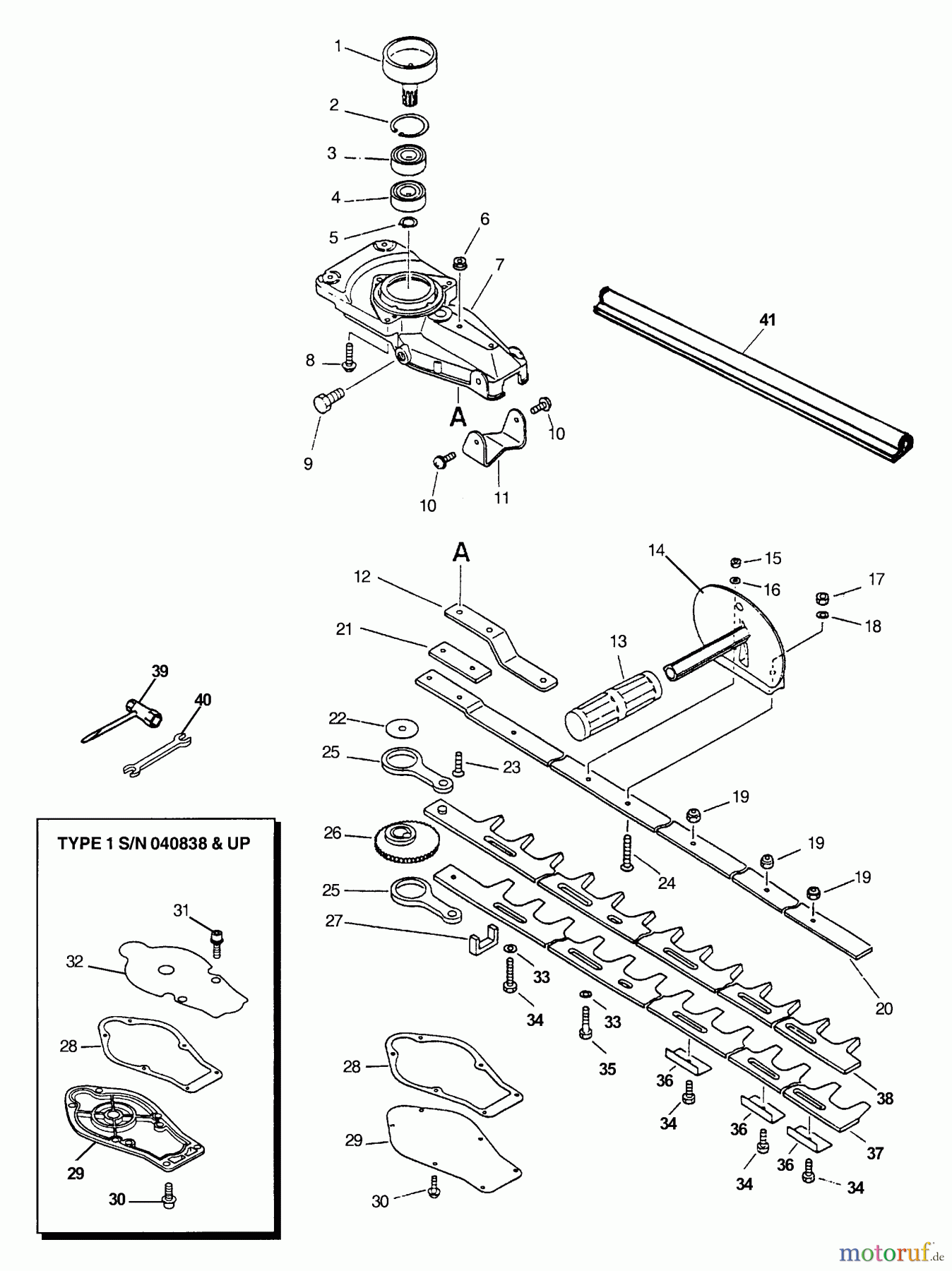  Echo Heckenscheren HC-2000 - Echo Hedge Trimmer (Type 1) Gear Case, Blades, Handle