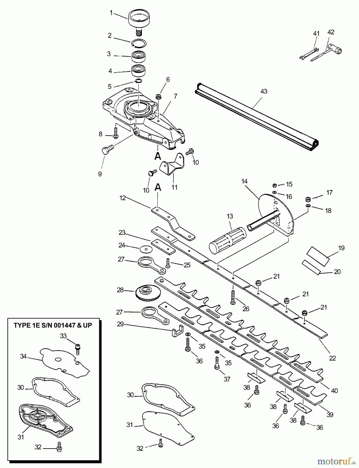  Echo Heckenscheren HC-2000 - Echo Hedge Trimmer (Type 1E) Gear Case, Blades, Handle