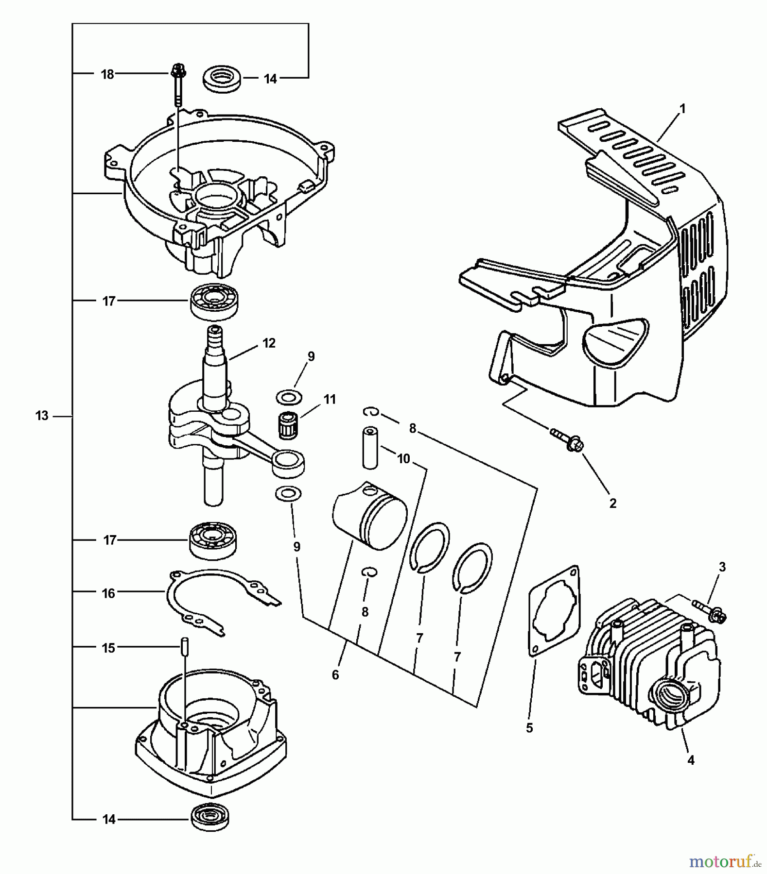  Echo Heckenscheren HC-2410 - Echo Hedge Trimmer (Type 1) Crankcase, Cylinder Cover, Engine