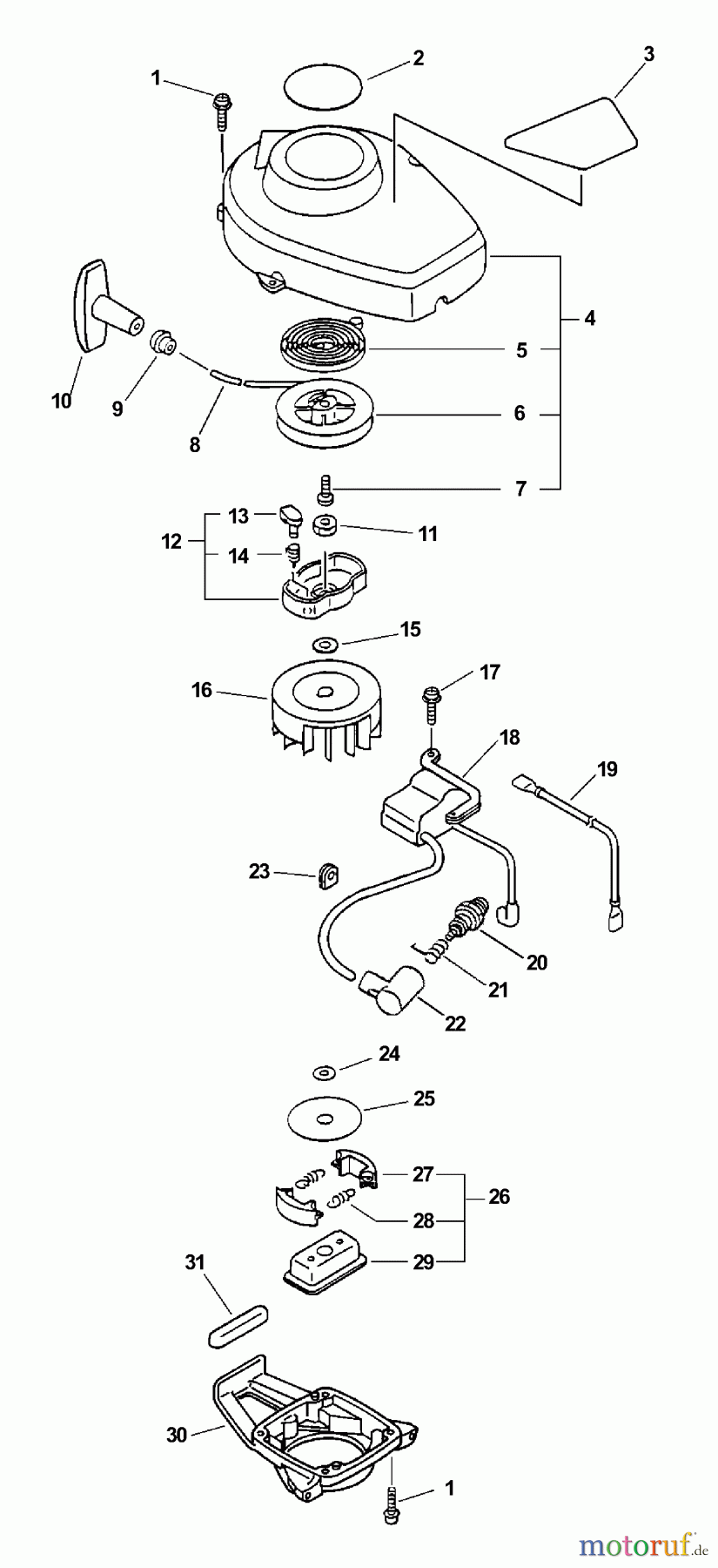  Echo Heckenscheren HC-2410 - Echo Hedge Trimmer (Type 1) Ignition, Starter Assembly, Clutch