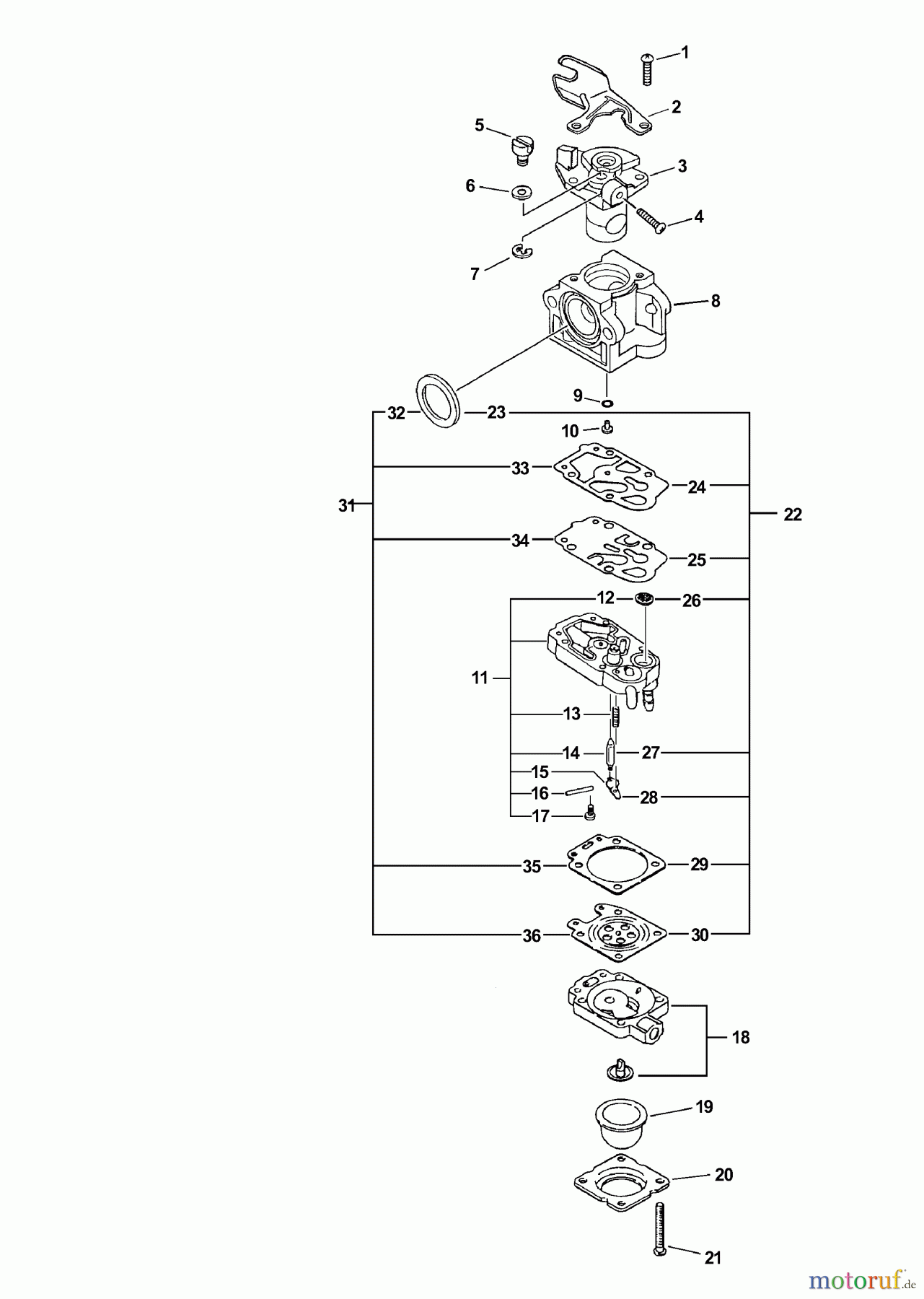  Echo Heckenscheren HCA-260 - Echo Hedge Trimmer, S/N: 07001001 - 07999999 Carburetor -- WYJ-315A  S/N: 07001001 - 07001220