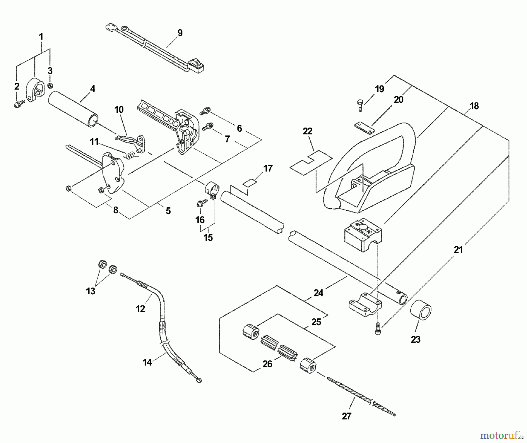  Echo Heckenscheren SHC-2100 - Echo Shaft Hedge Trimmer (Type 1E) Driveshaft, Ignition Switch, Throttle Cable  S/N: 506456 - 999999