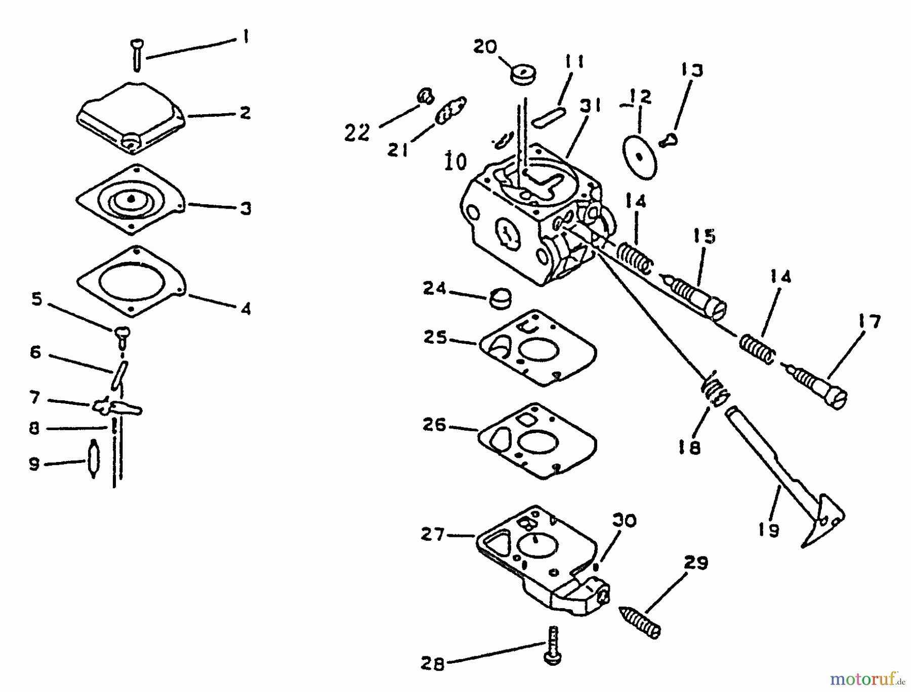  Echo Bläser / Sauger / Häcksler / Mulchgeräte	 PB-1000 - Echo Hand Held Blower, S/N: 001001 - 066000 Carburetor