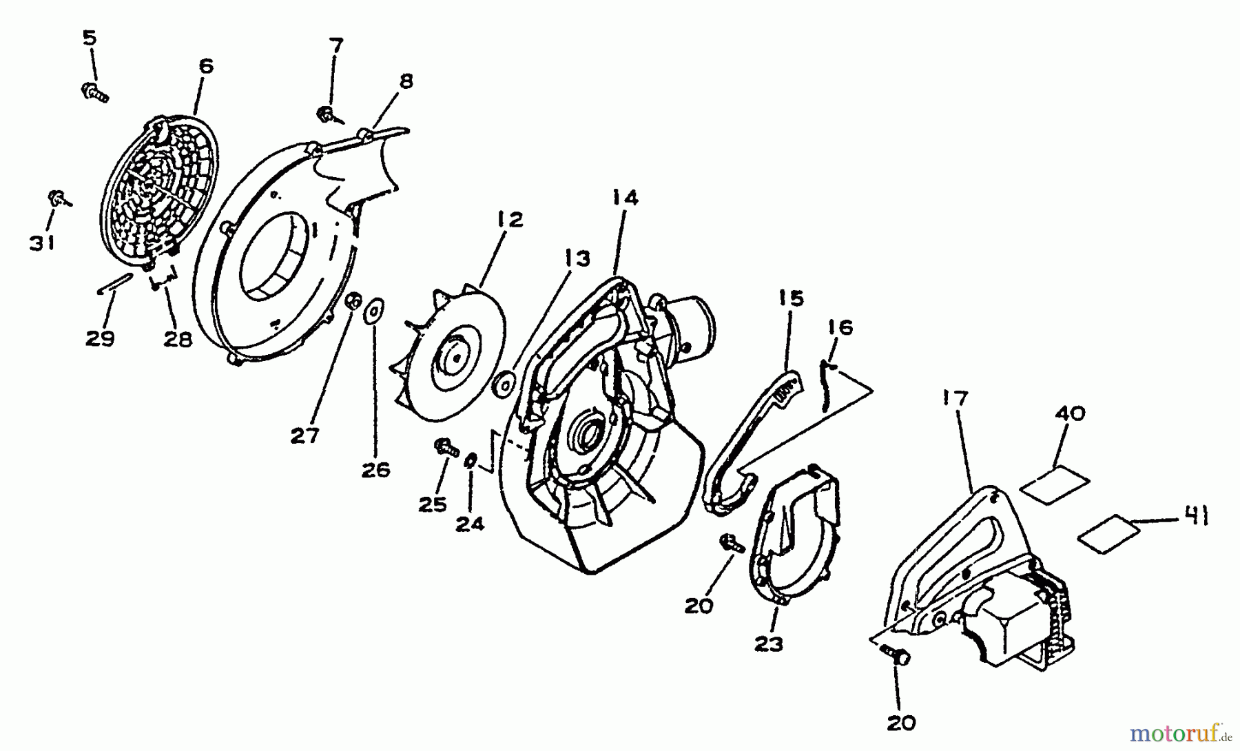  Echo Bläser / Sauger / Häcksler / Mulchgeräte	 PB-1000 - Echo Hand Held Blower, S/N: 001001 - 066000 Fan, Housings