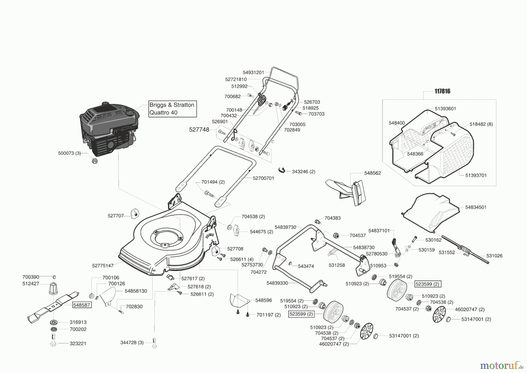  Dehner Gartentechnik Benzinrasenmäher B 47 MZ ab 10/2003 Seite 1
