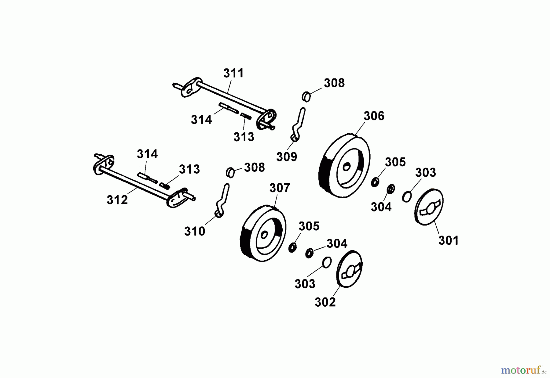  Wolf-Garten Elektromäher HBM 32 E 4912685 Serie A  (2003) Höhenverstellung, Räder