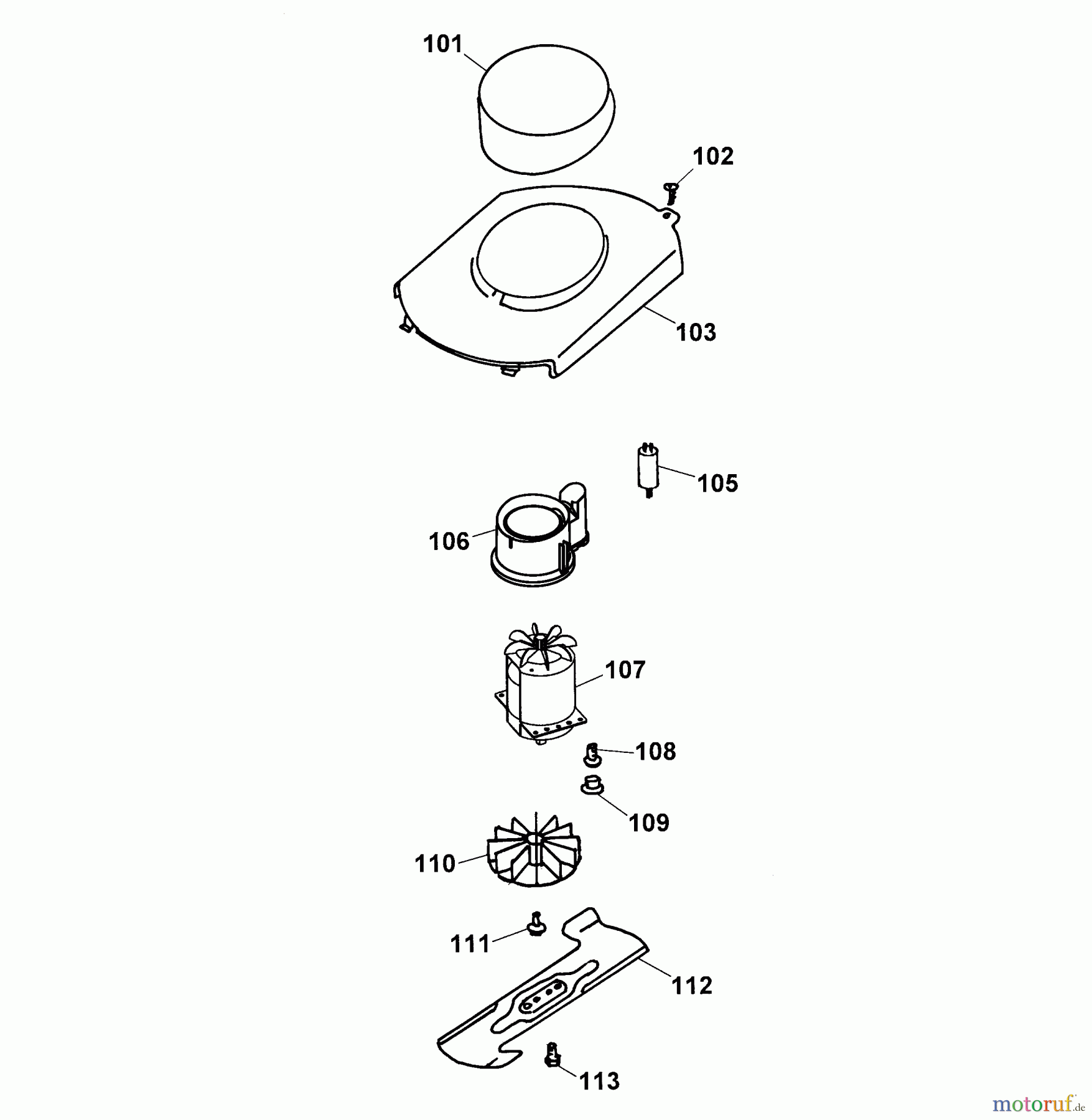  Wolf-Garten Elektromäher HBM 32 E 4912685 Serie A  (2003) Abdeckhaube Motor, Messer, Motor