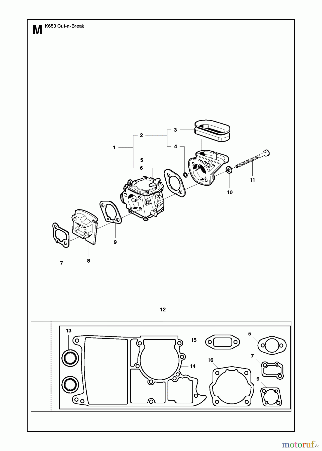  Trennschneider, Cut-Off K650 Cut-n-Break, 2008-11 CARBURETOR
