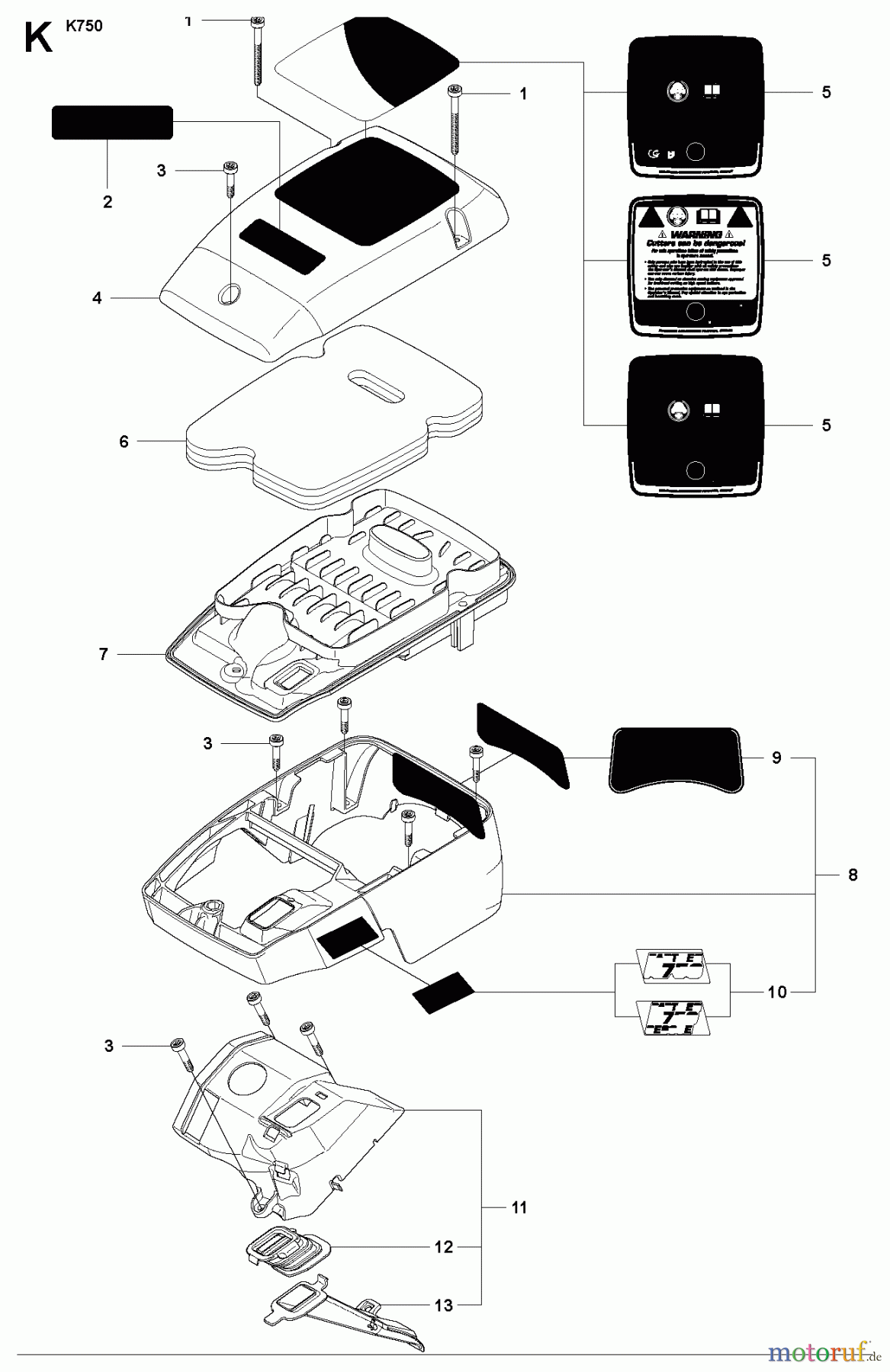  Trennschneider, Cut-Off K750, Oilguard, Rescue, 2007-07 CYLINDER COVER #1