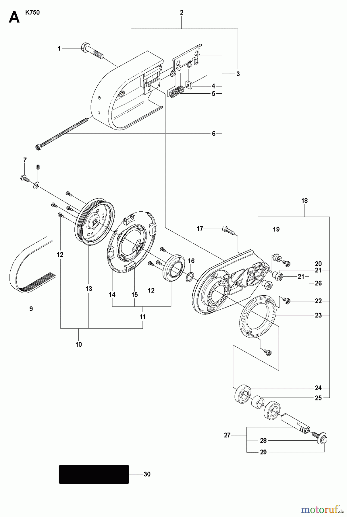  Trennschneider, Cut-Off K750, Rescue, Air Purge, Oil Guard, 2008-10 BELT GUARD & PULLEY