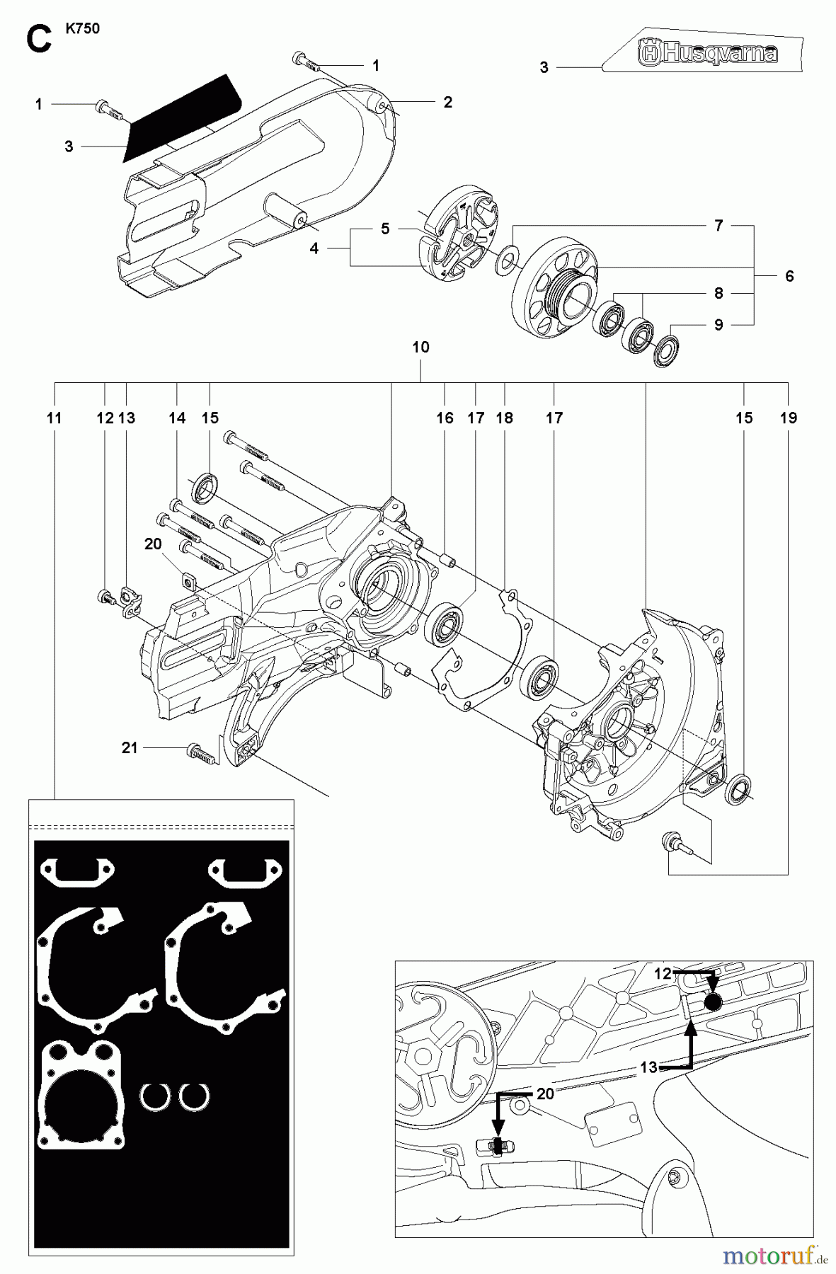  Trennschneider, Cut-Off K750, Rescue, Air Purge, Oil Guard, 2008-10 CRANKCASE #1