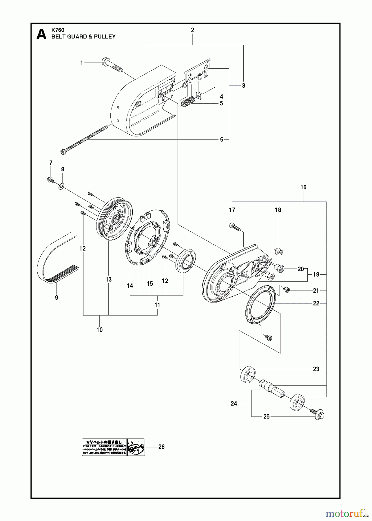  Trennschneider, Cut-Off K760, 2013-02 BELT GUARD & PULLEY