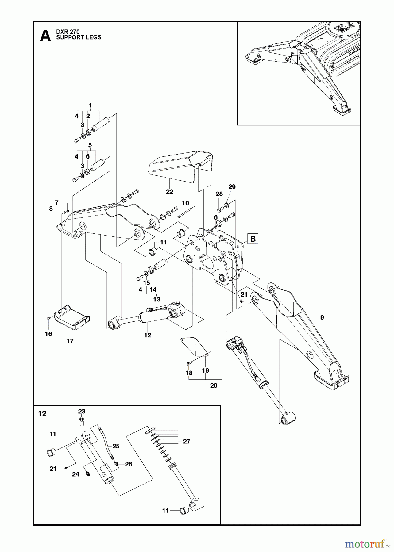  Abbruchroboter DXR270, Valid for machine 1 and forward, 2013-08 SUPPORT LEGS