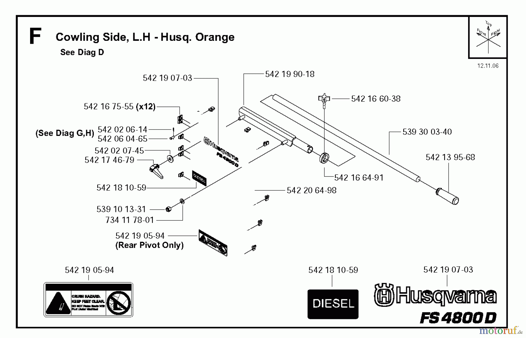 Trennschneider, Floor FS4800, 2006-44 Cowling Side, L.H