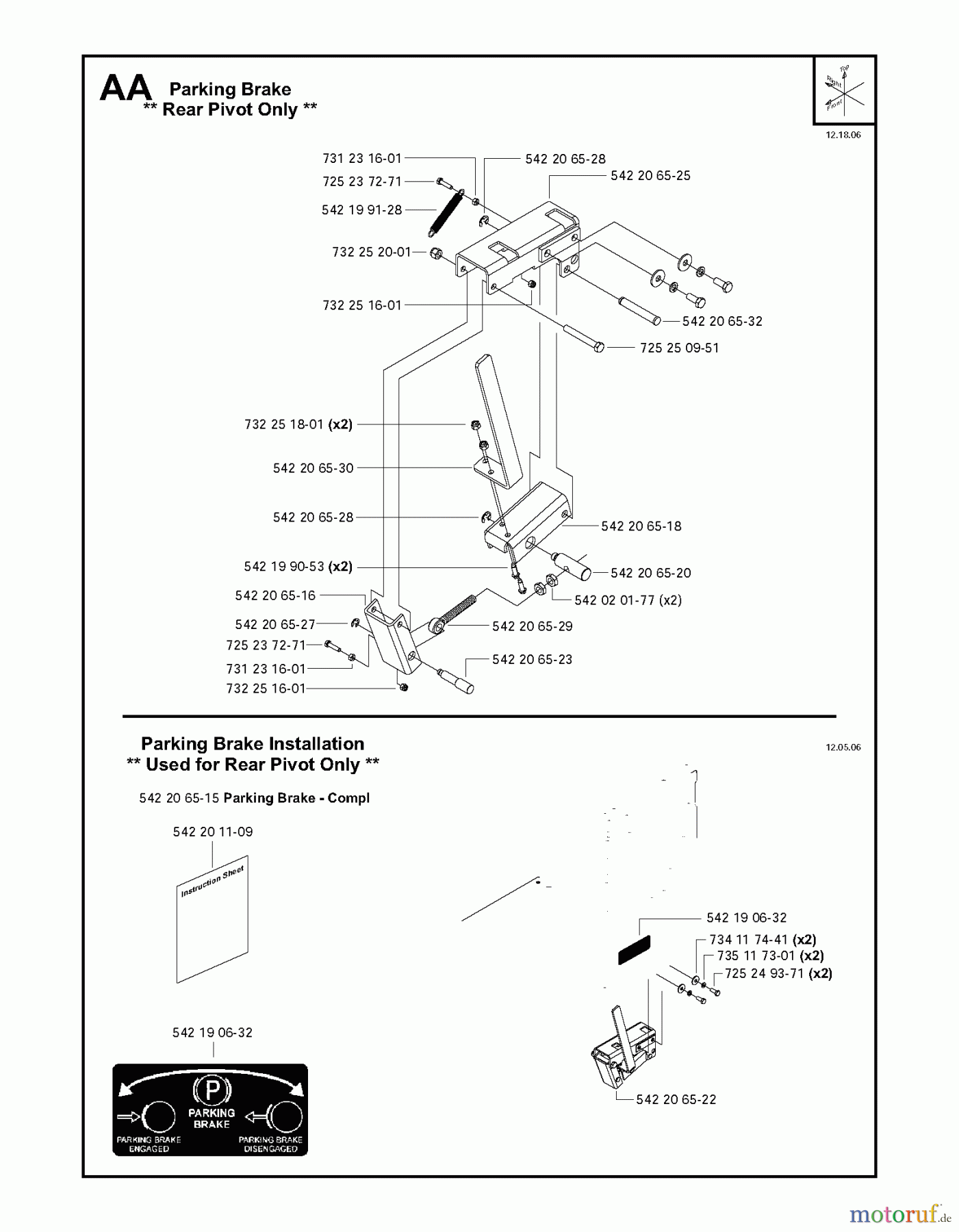  Trennschneider, Floor FS4800, 2008-01 Parking Brake, Rear Pivot Only